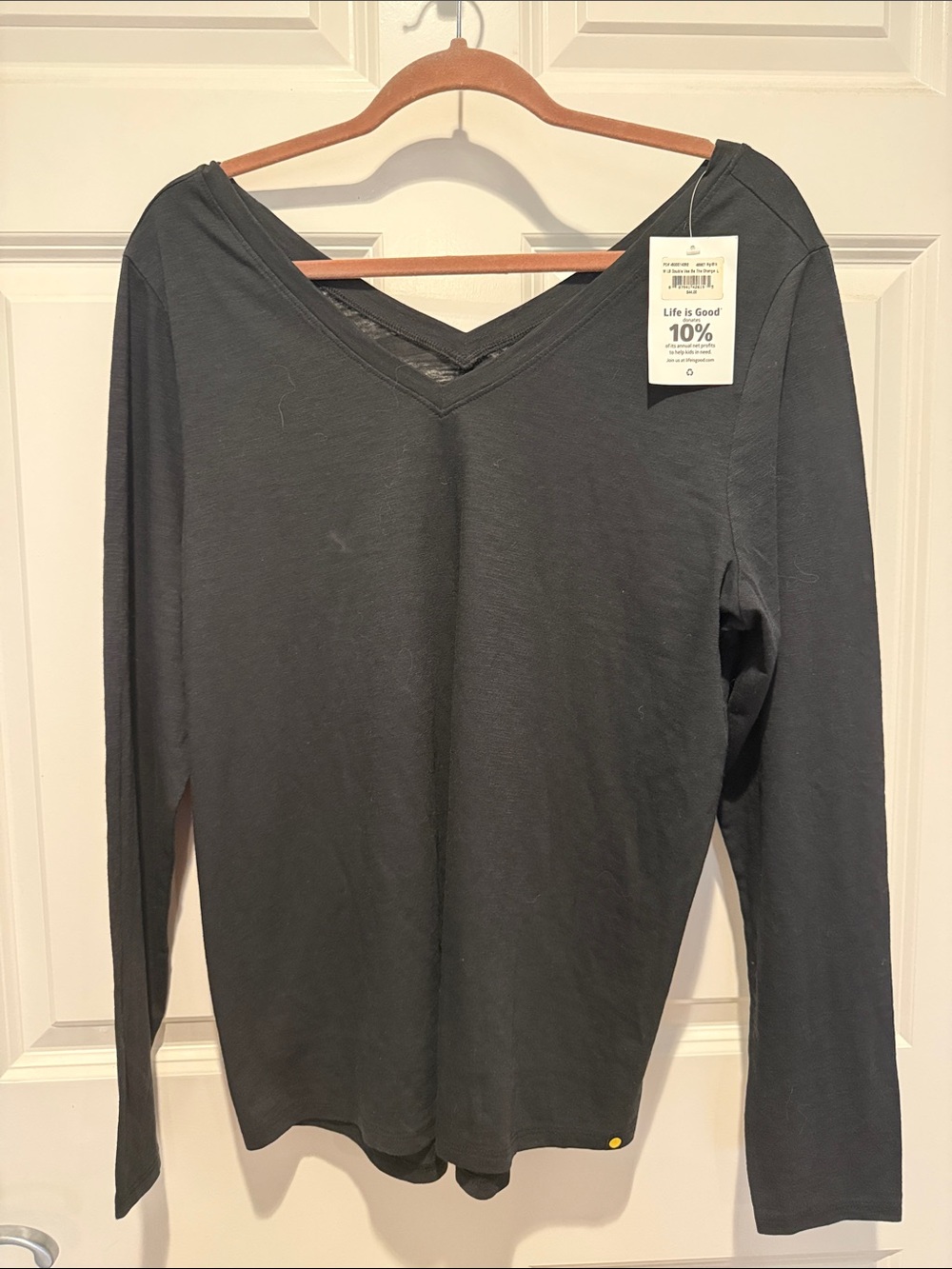 Life Is Good Black Double V-Neck Long Sleeve Tee